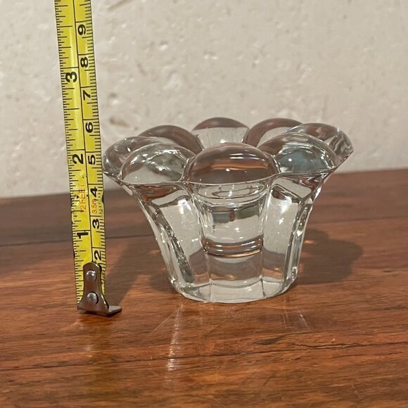 Vintage Heisey Glass Crystolite Rosette Pair of Candle Holders - Picture 8 of 9